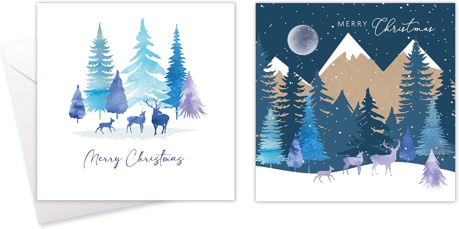 Tallon Pack of 10 Assorted Christmas Cards Midnight Forest Theme, 2 ...