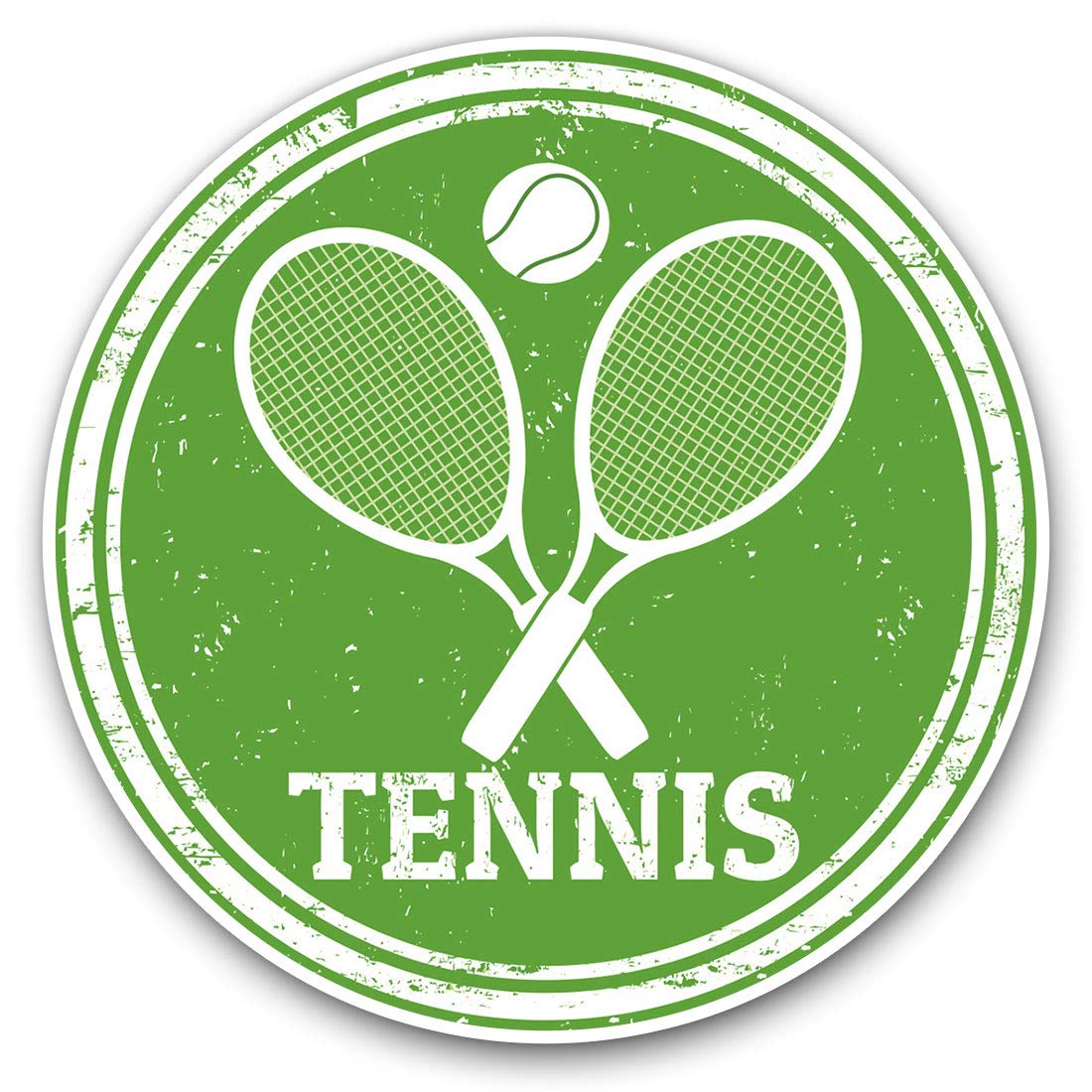 Vinyl Stickers (Set of 2) 10cm - Tennis Theme Sports Racket Ball Decals for Laptops,Tablets,Luggage,Scrap Booking,Fridges, 5548