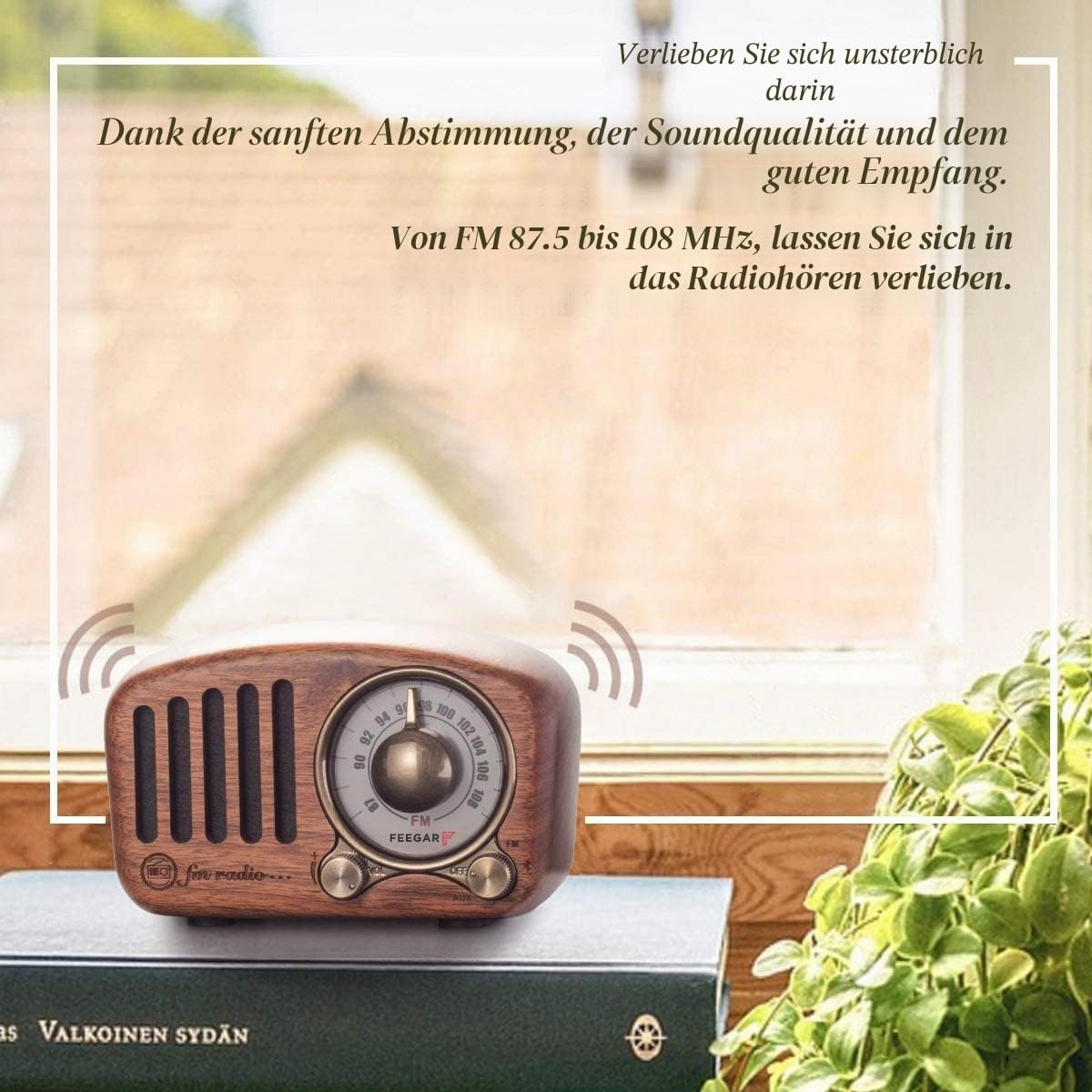 Radio Feegar Retro Bluetooth Lautsprecher,Vintage FM Radio mit altmodischem klassischem Stil,Starke Bassverstärkung,Laute Lautstärke,F-Kartenschlitz und MP3-Player Aux-Betrieb, microSD-Karte (Braun)