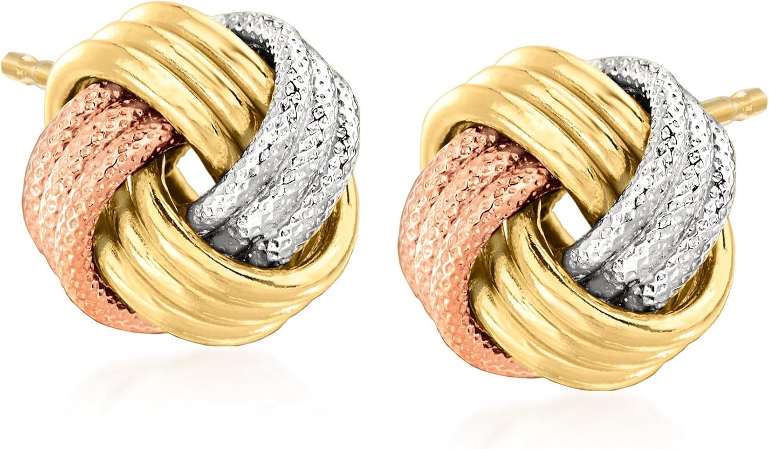 Ross-Simons Italian 14kt Tri-Colored Gold Love Knot Earrings
