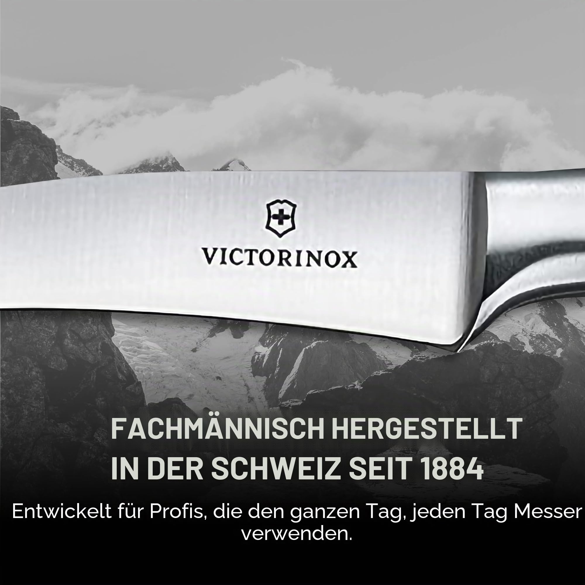 Victorinox Grand Maître, Profi Tourniermesser, Extra Scharfe Klinge, gerader Schliff, 8 cm, Kunststoffgriff, Rostfreier Stahl, schwarz