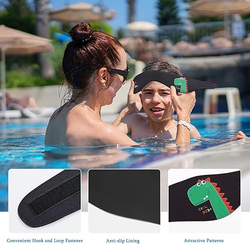 Miniatura 5 de HeySplash Diadema de natación, tapones para los oídos de natación, banda para los oídos de nadador, tapones para los oídos para niños, protector