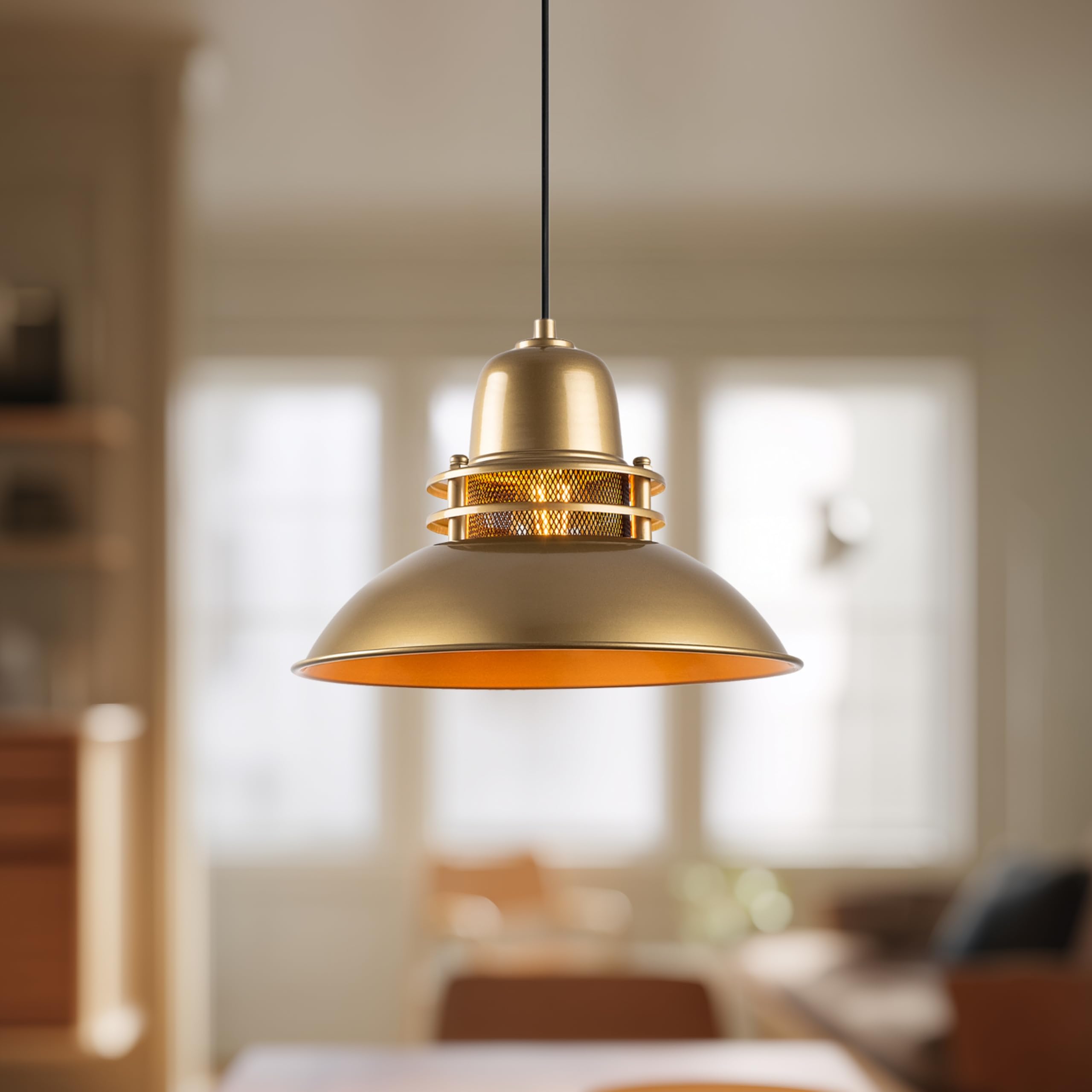 Candela Tekli Sarkıt Aydınlatma Metal Sıvama, Ev, Ofis, Cafe, Restoran Avizeleri (Gold)