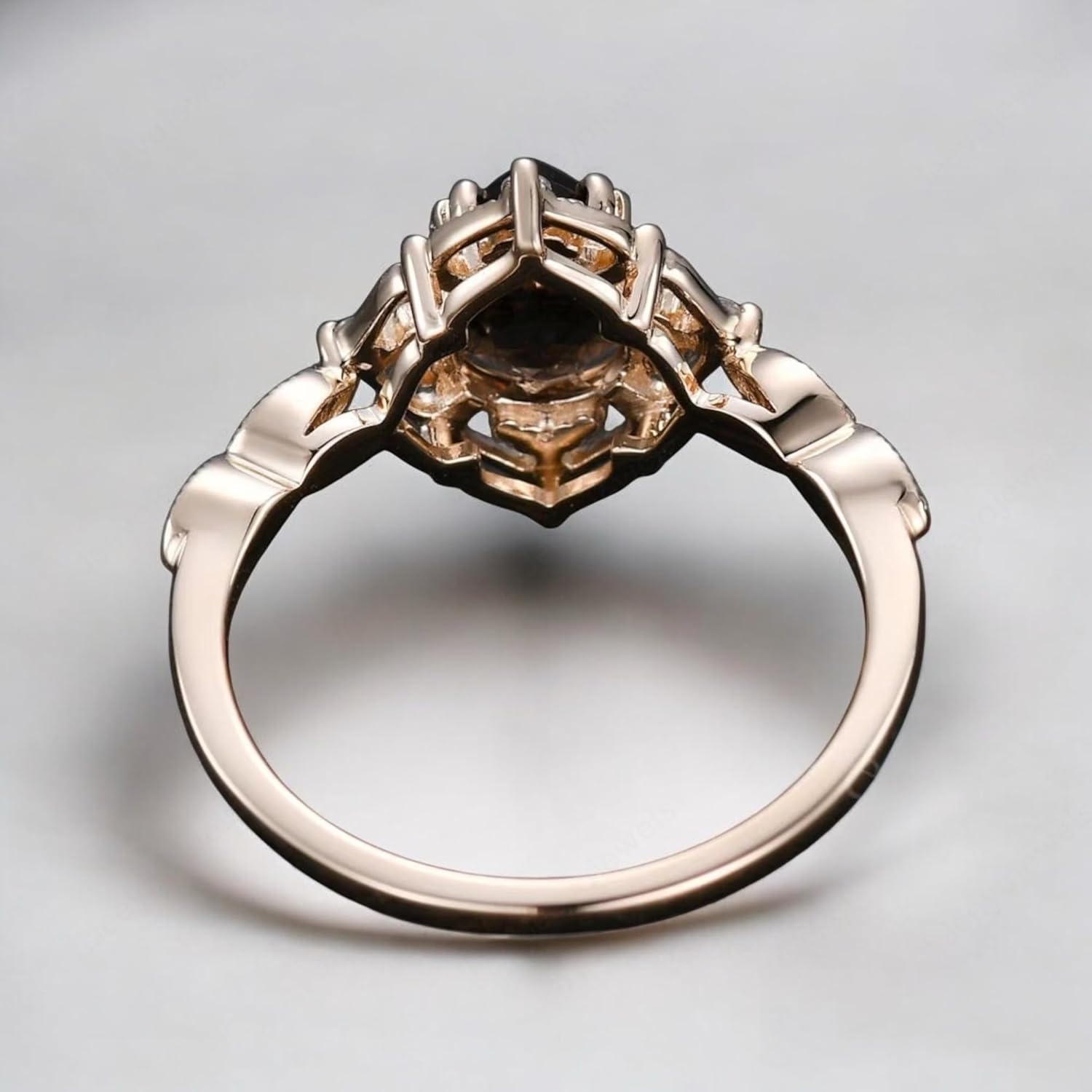 9K Gold Pear Cut Smoky Quartz Gold Weddi Wedding Ring, Diamond Vintage Engagement Ring, Dainty Smoky Quartz Bridal Matching Jewelry, Unique Retro Promise Ring for Her