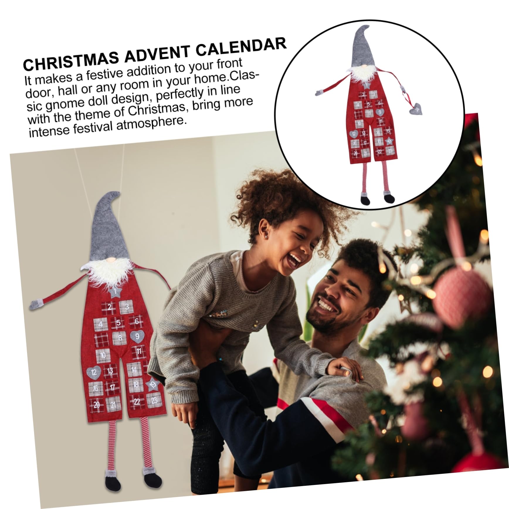 Calendario Avvento Babbo Natale in Lana Artificiale Da Appendere Sacchetti Decorazione Per Natale e Conto Alla Rovescia Adatto Casa e Feste
