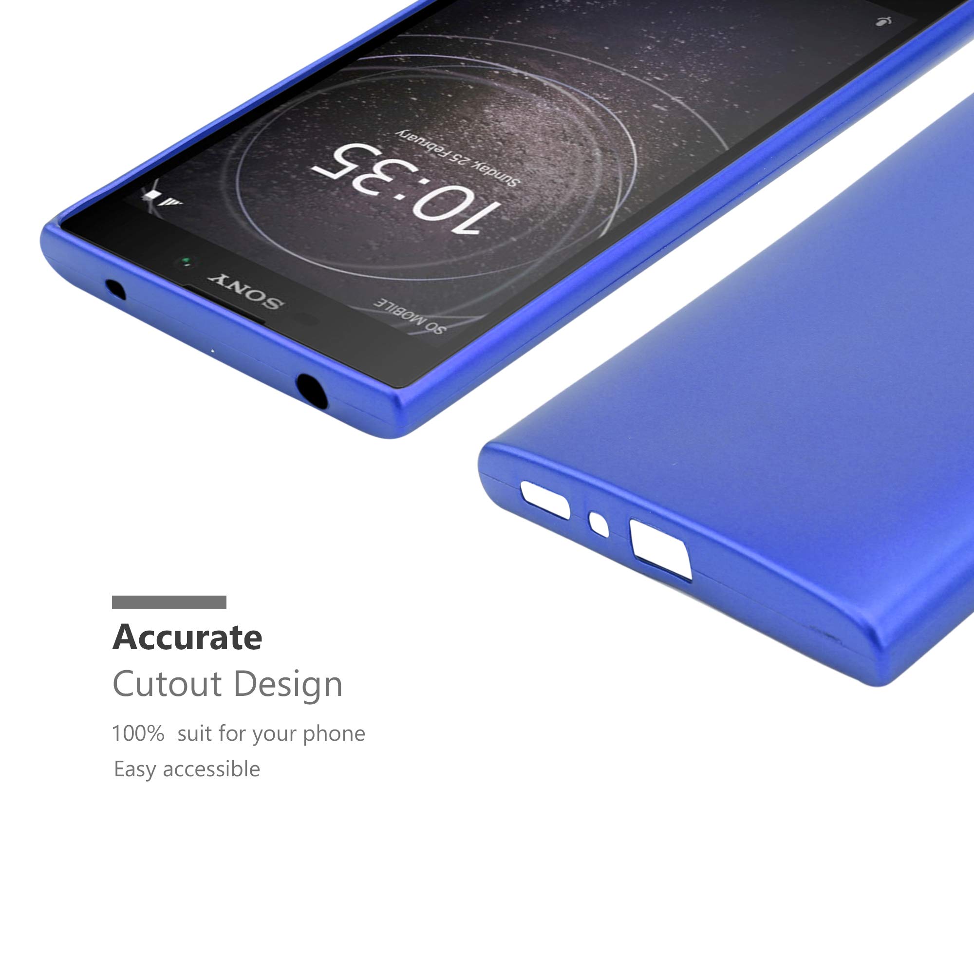 cadorabo Case works with Sony Xperia L2 in METALLIC BLUE - Shockproof and Scratch Resistant TPU Silicone Cover - Ultra Slim Protective Gel Shell Bumper Back Skin