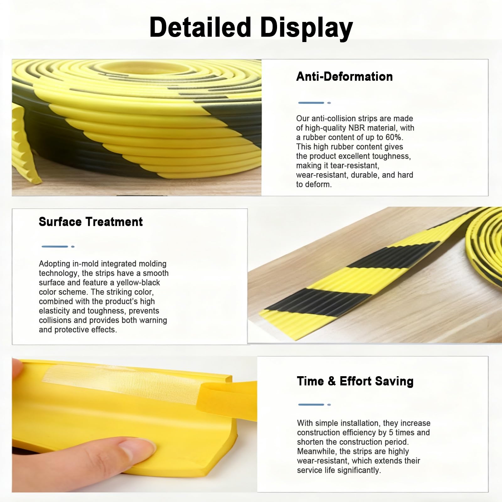 Protectores de Esquina para Pared, Protector de Bordes, Protector de Seguridad Reforzado, 500 cm (197 Pulgadas), Amarillo y Negro, para Esquinas de Techos, Encimeras y Escaleras.