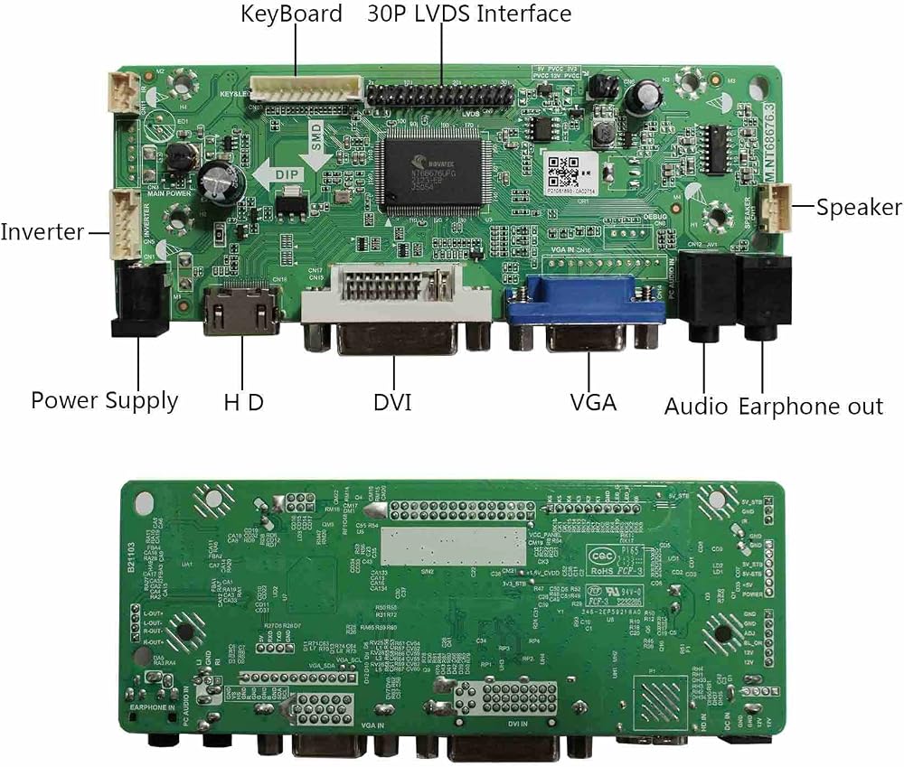 LCD CONTROLLER DRIVER Board Kit DIY (HDMI+DVI+VGA) M.NT68676.2 for