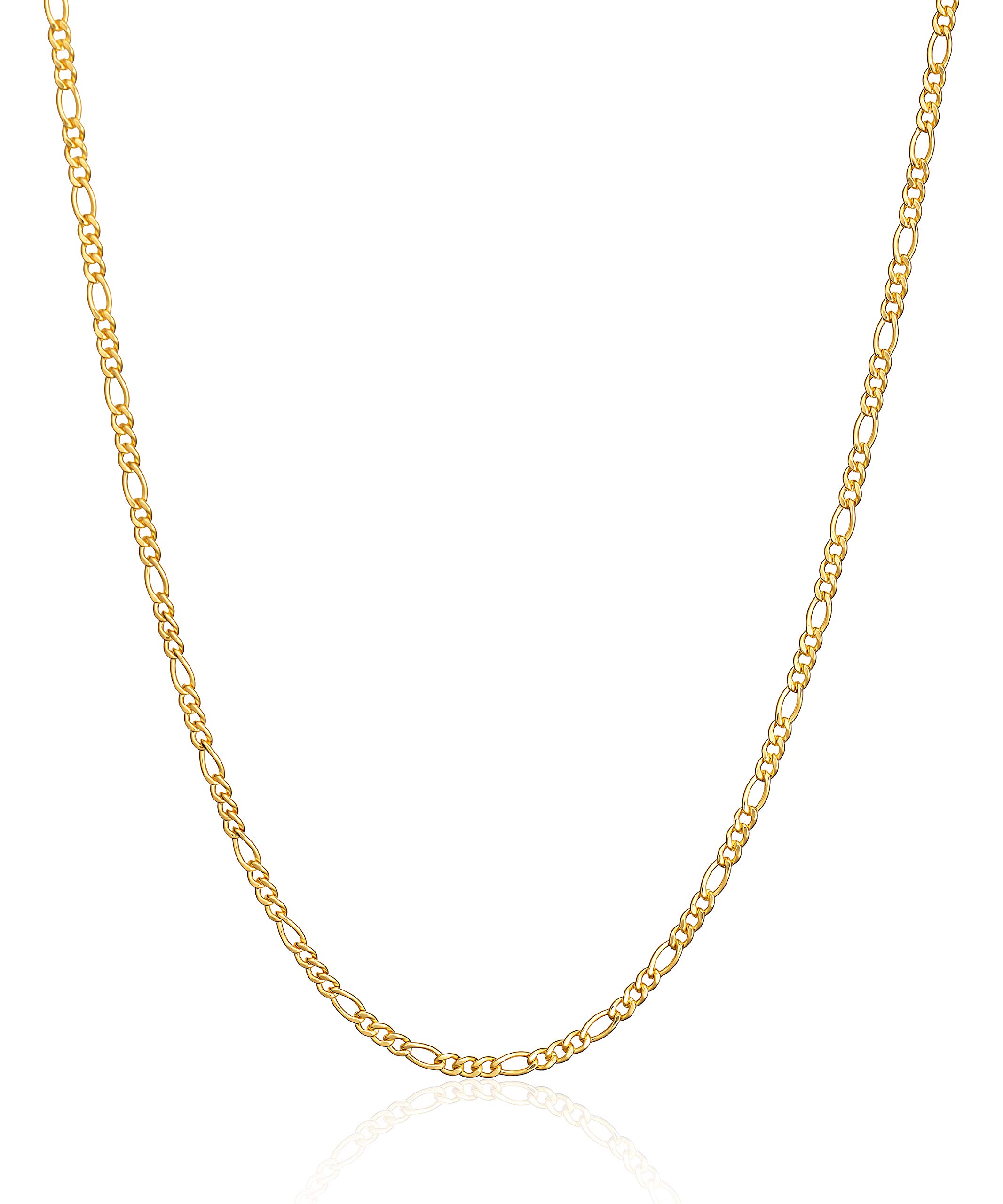 BarzelBarzel 18K Gold Plated Figaro Chain Necklace 2MM, 2.5MM, 3MM, 4MM, 4.5MM & 5MM for Women & Men