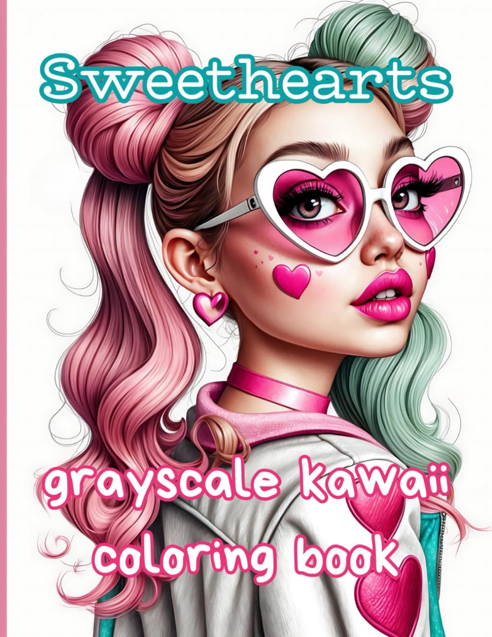 Sweethearts: grayscale coloring book