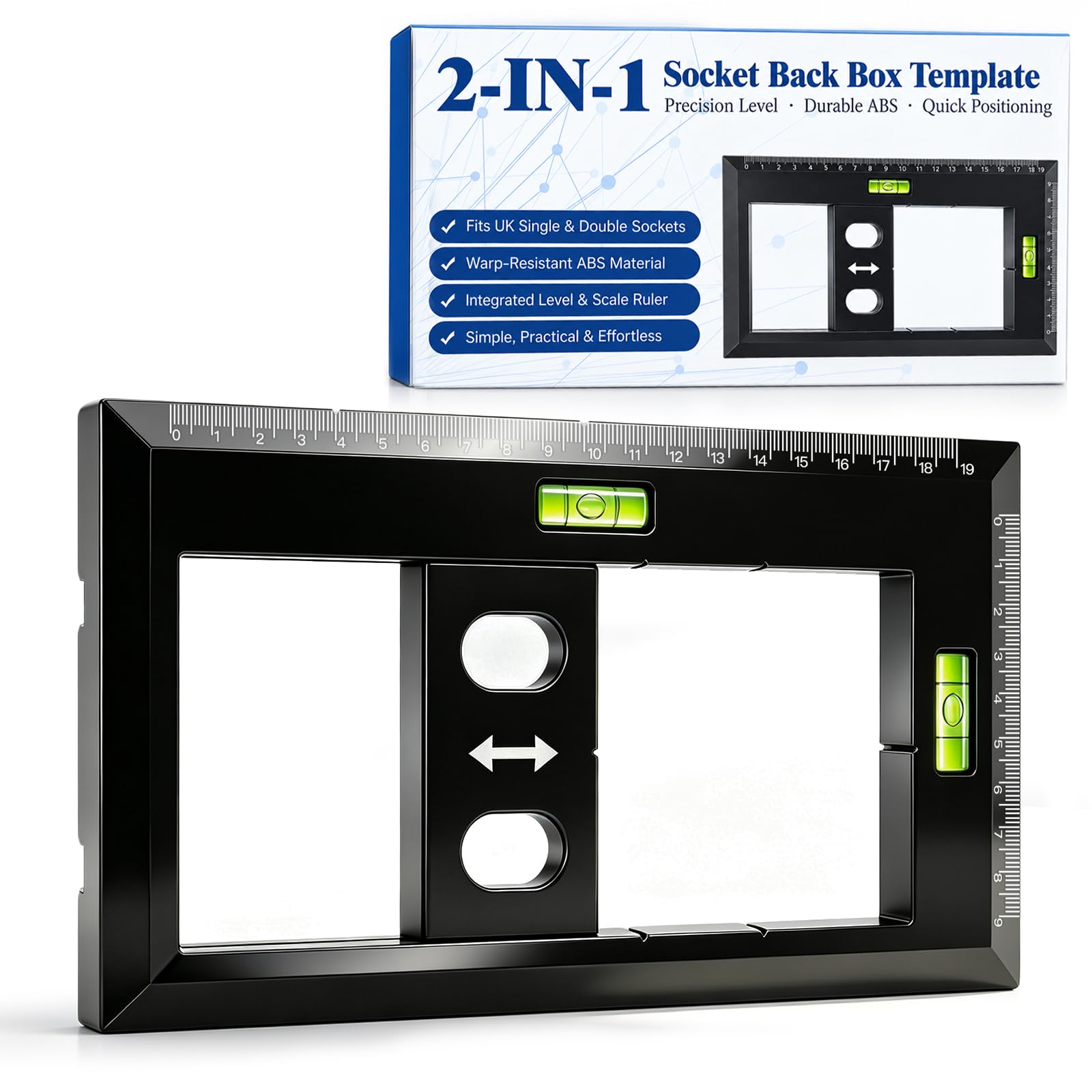 Vepazony Electricians Socket Box Cutting Template Single/Double Socket UK