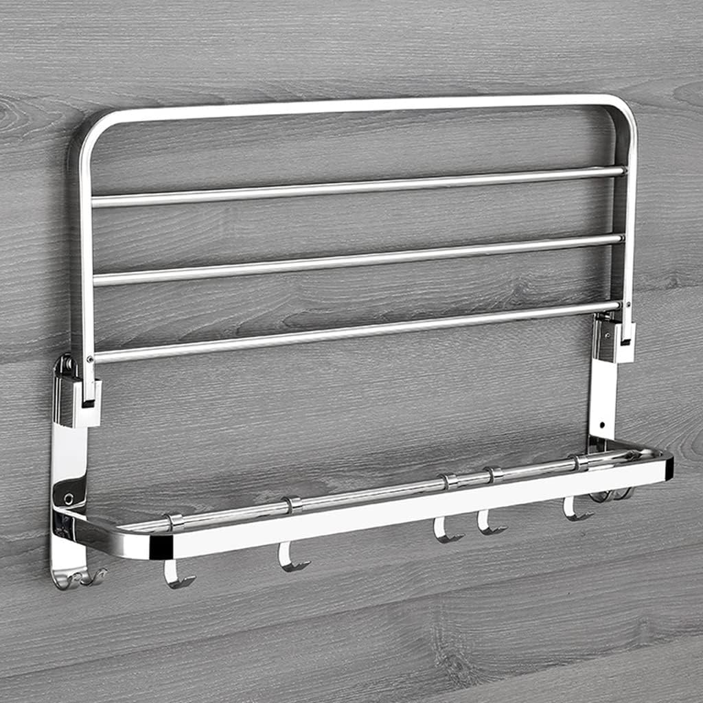 FMURY Bath Towel Shelf Stainless Steel Polished Bathroom Towel Rack Holder Storage Shelf Hook Accessories