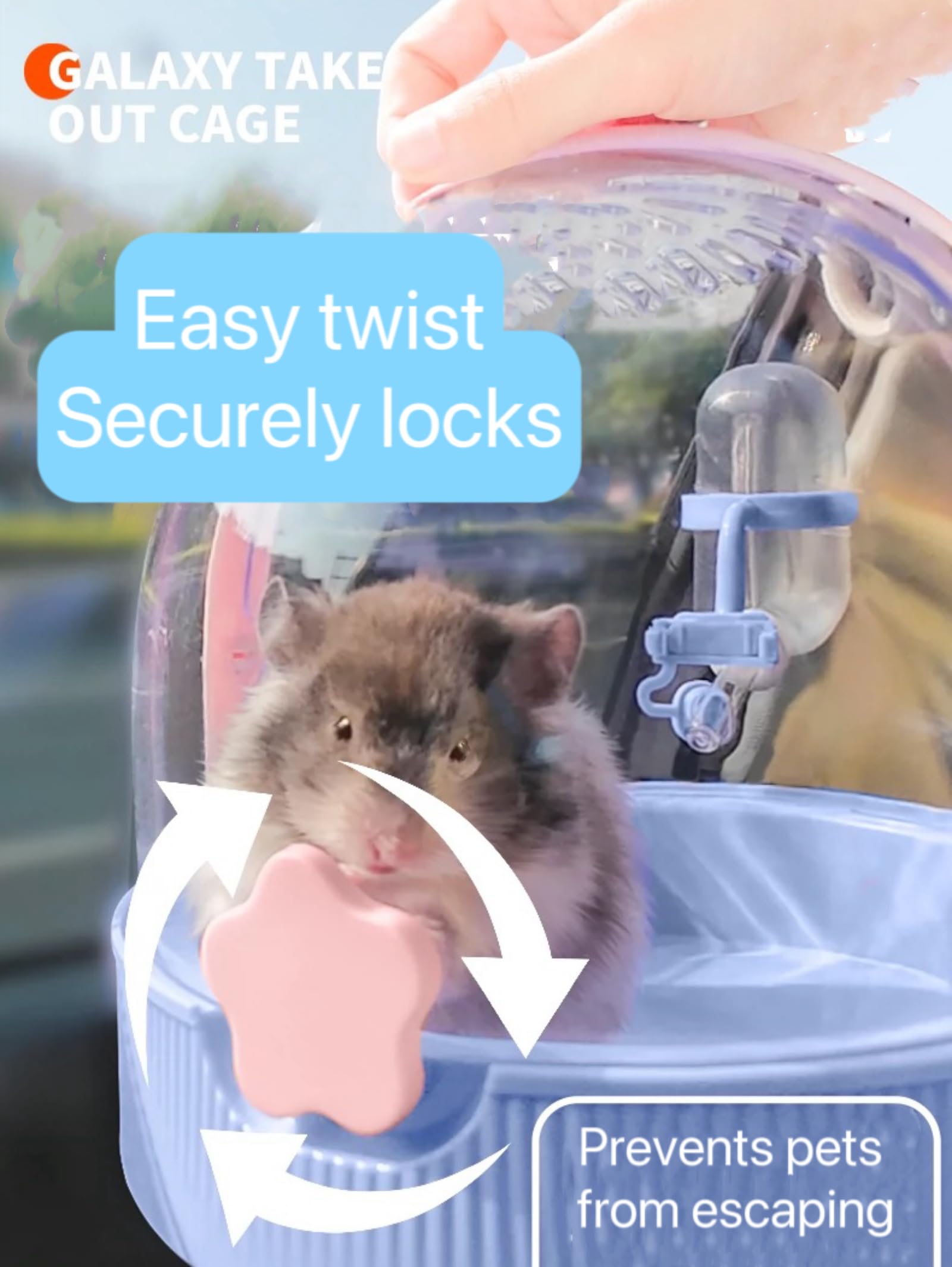 TUTU&LELE Transportkäfig für Kleintiere, Reisekäfig mit warmen Plüsch-Pads und Wasserflasche kann sowohl von Hand als auch Crossbody getragen werden, geeignet für Zwerghamster, Meerschweinchen,