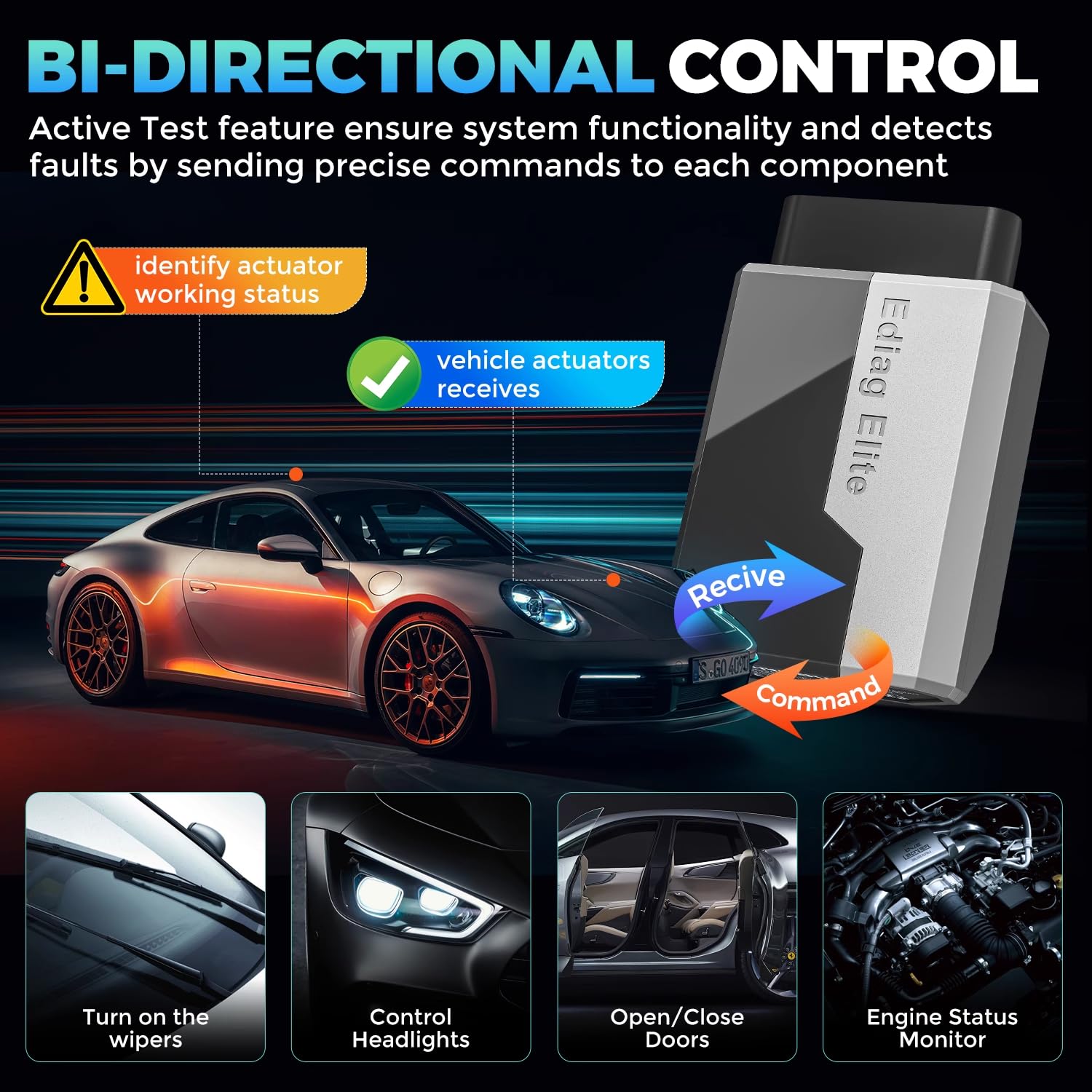 Skaner OBD2 Bluetooth cały system samochodowy przyrząd diagnostyczny dwukierunkowe narzędzie skanujące do kontroli stanu pojazdu, kontrola stanu silnika, test wydajności pojazdu