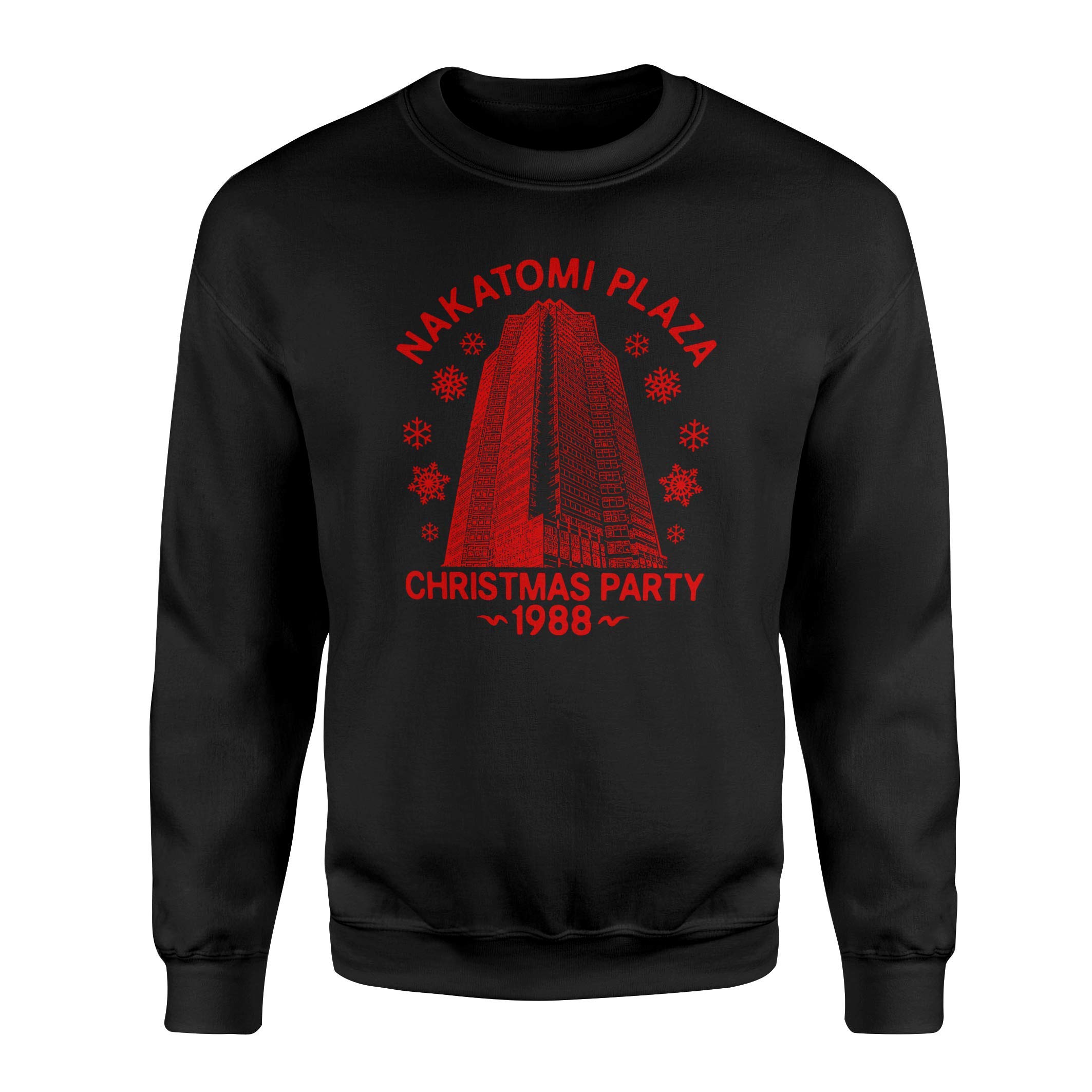 Smartypants Unisex Black Nakatomi Plaza Building Christmas Jumper Sweatshirt - Novelty Festive Merry Xmas Eve Work Party 1988 Action Thriller Detective Classic Movie Film Cinema Gift Present (2Xl, )