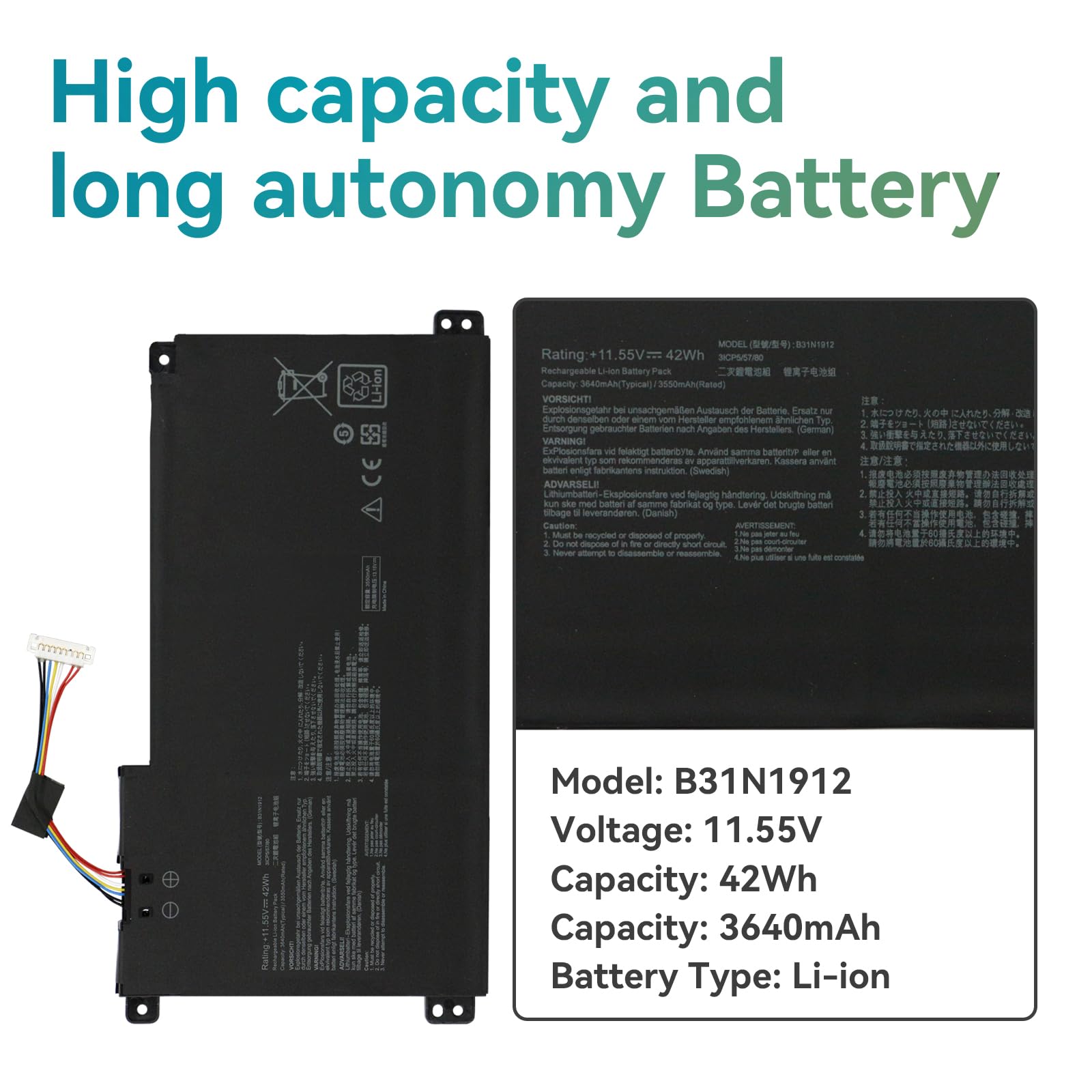 K KYUER B31N1912 C31N1912 Batterie pour ASUS VivoBook E410 E510 L410 L510 Go 14 15 E410M E410MA E410K E410KA E510K E510KA E510M E510MA L410M L410MA R429M R429MA L510MA L510KA L410KA Notebook Battery