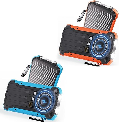Paquete de 2, cargador solar de 20,000 mAh, cargador inalámbrico portátil, cargador de batería externa de carga rápida con 6 salidas para teléfonos