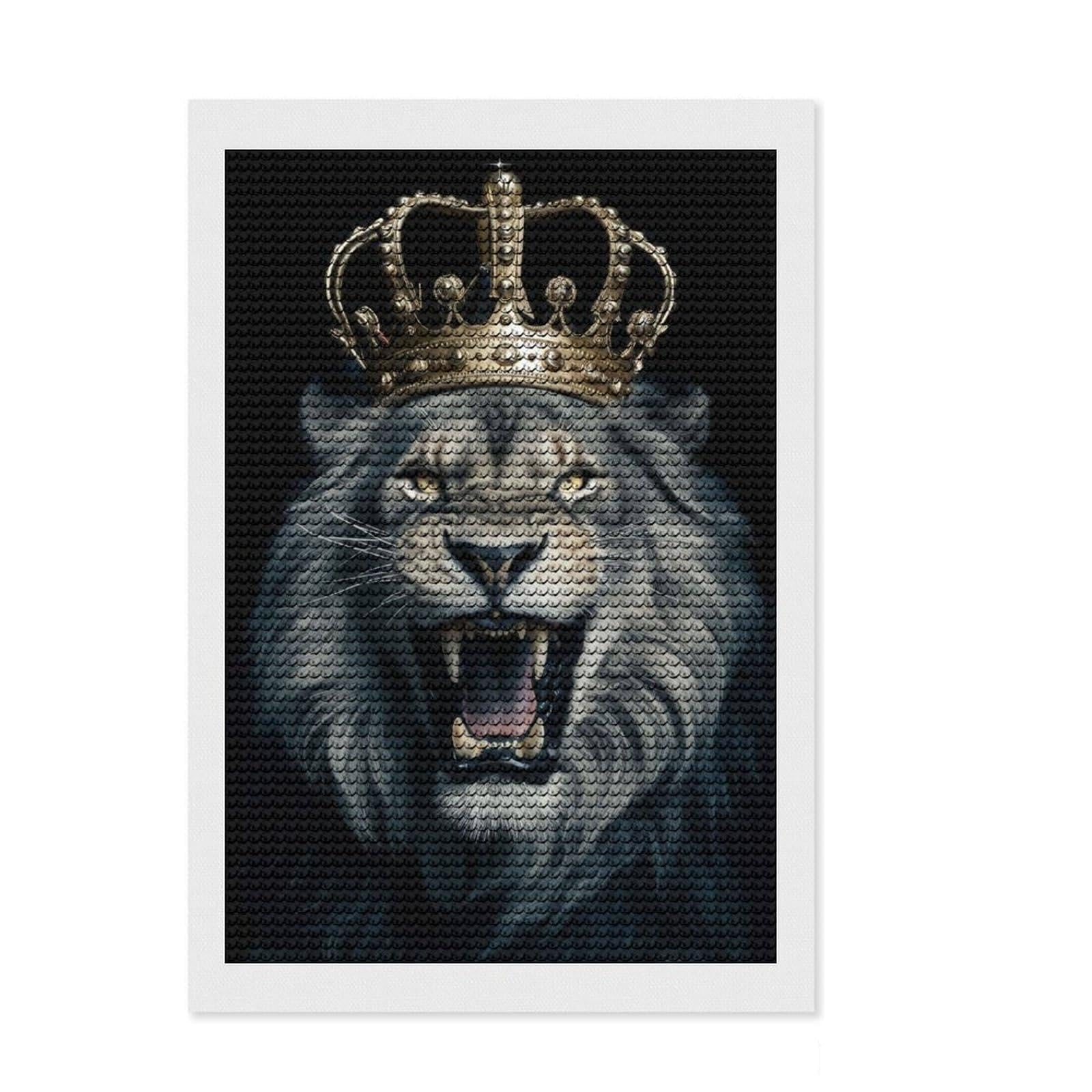 Junmoney Lion Crown Diamond Painting Set 8"x12", Aesthetic Room Decor, Vintage Style Decor, Creative Hobby, Decorative Artwork