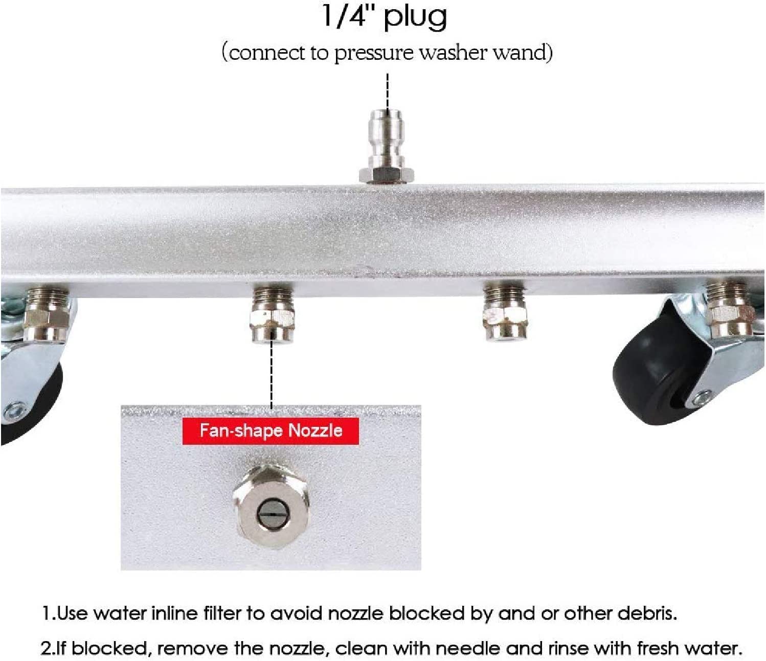 YUET Escoba de agua para lavadora a presión, limpiador de lavadora eléctrica de 13 pulgadas, para acera, patio, entrada, cubierta, entrada de barrido, 4000 PSI, 33 cm (lavadora a presión + varitas)