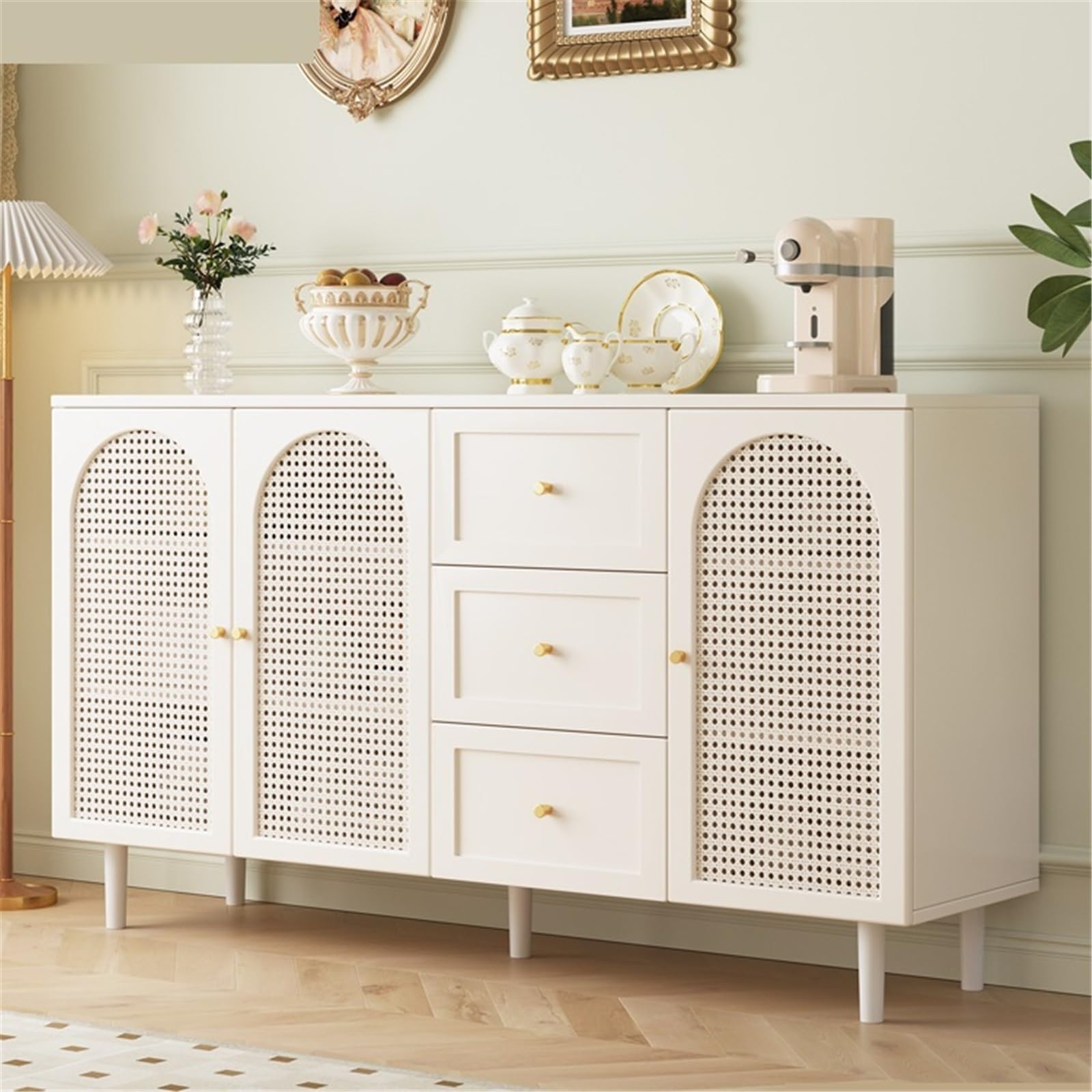 Armadio cucina Glass Sideboard Modern Simple Shelf Three Door Wooden stoccaggio
