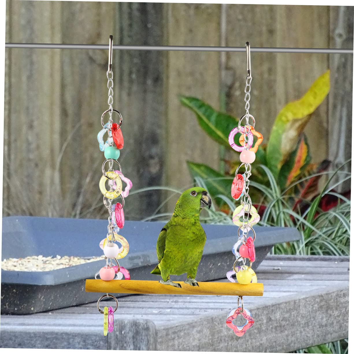 ERINGOGO 2Pcs Bird Activity Stand Rods for Parrots Durable Hanging Swing for Bird Cages for Chewing and Pecking Easy to Install with Hanging Buckle