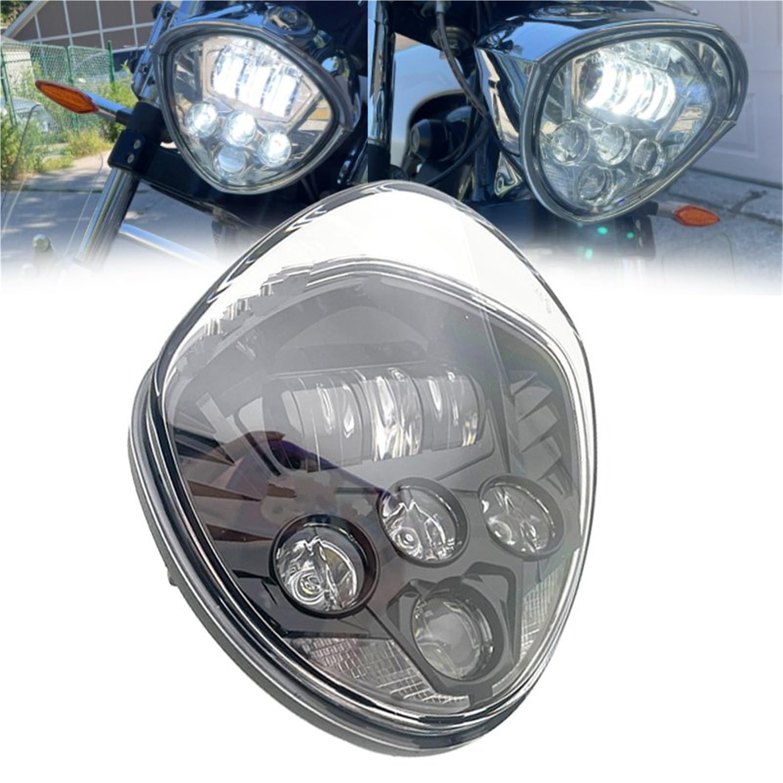 Faro Moto Faro LED Per Motocicletta Cromato Nero, Abbagliante/anabbagliante Per Victory Per Cross Per Country Per Vegas 8-Ball