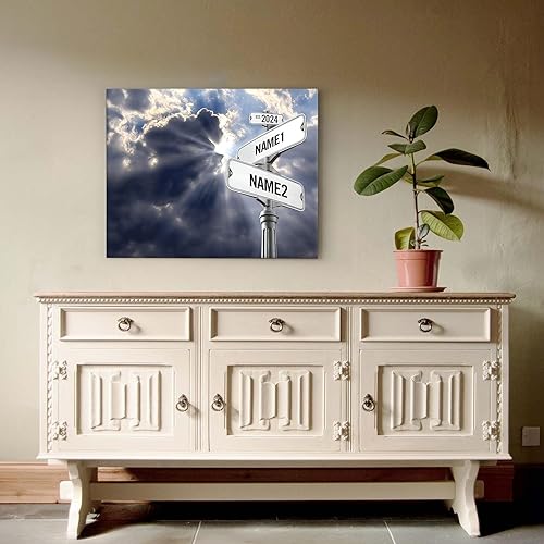 Miniatura 4 de Impresiones en lienzo personalizadas letrero de calle Crossroads para parejas, arte de pared, nombres y fechas, regalo personalizado, impresión en