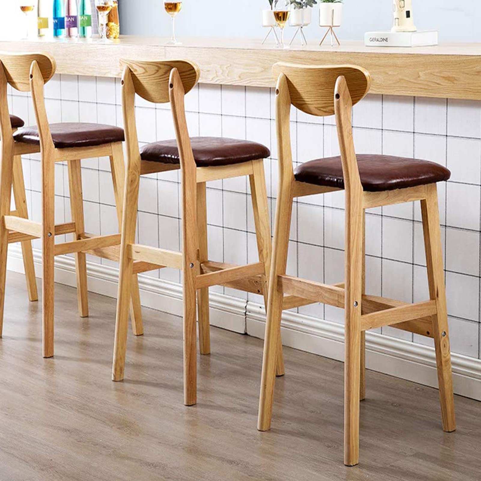 Amazon｜ダイニングチェア木製バースツール、ヴィンテージ素朴な家具