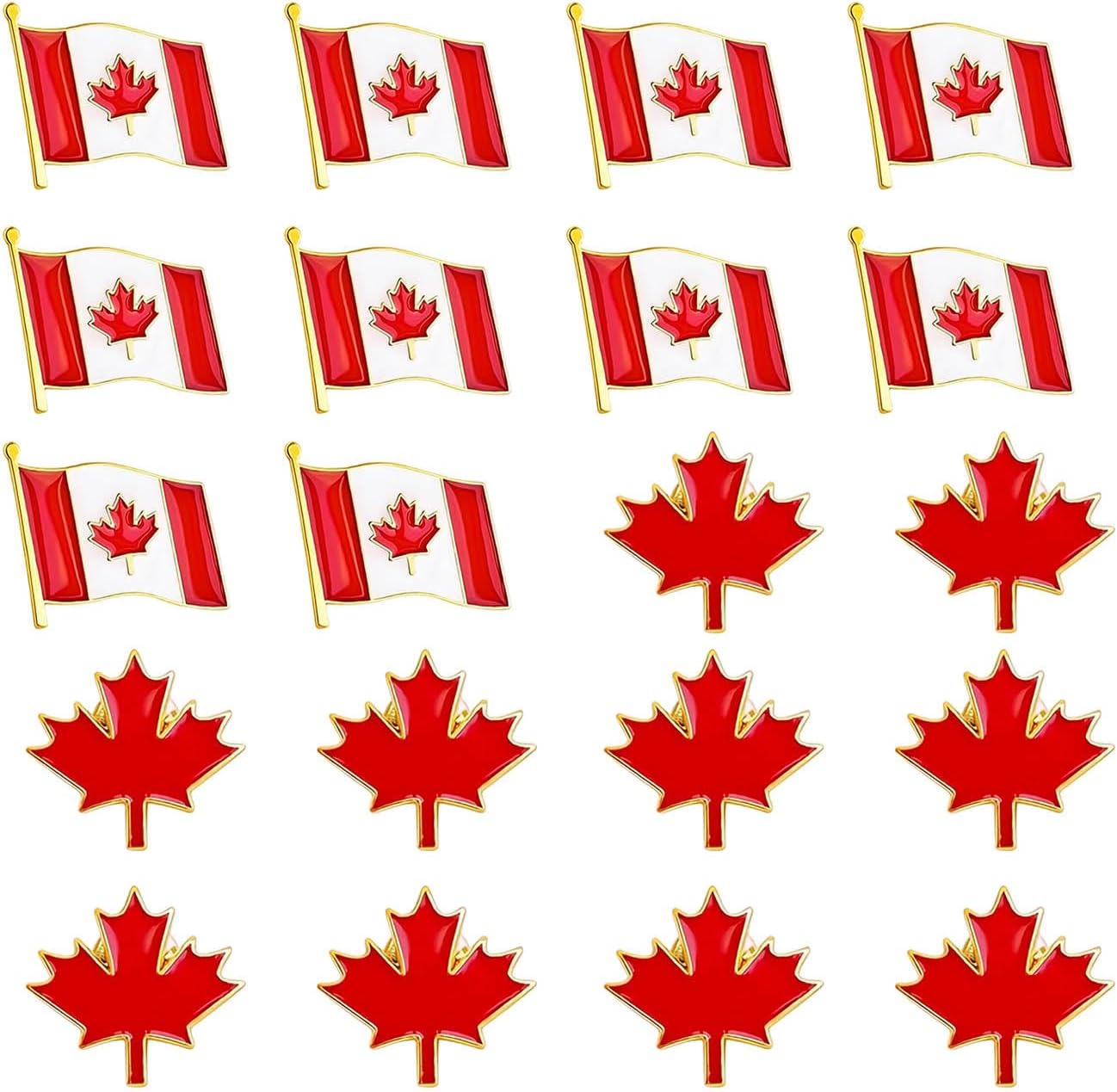Canada Flag Pins & Maple Leaf Lapel Pins Set, Patriotic Canadian Brooches, Pin Badges for Cloth, Gift for Men Women