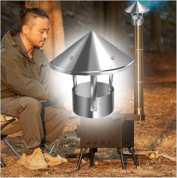 Cone top Chimney Cap,304Galvanized Steel top Chimney Cap,Insulated Vent Covers,Outdoor Ventilation Hood,Roof Round Ventilation Rainproof Cap,Chimney Trim Size D13cm*30cm/5.12in*11.81in