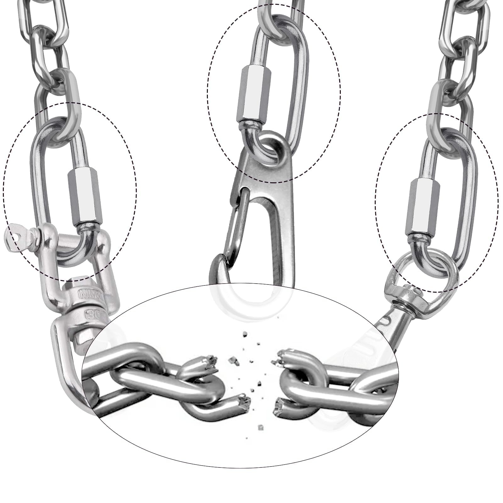 5 Pièces Maillon Rapide M6 V4A Mousqueton Vis Attache Rapide Ollegamento Rapido Anello Portachiavi per Escursioni Pesca Campeggio e Viaggi