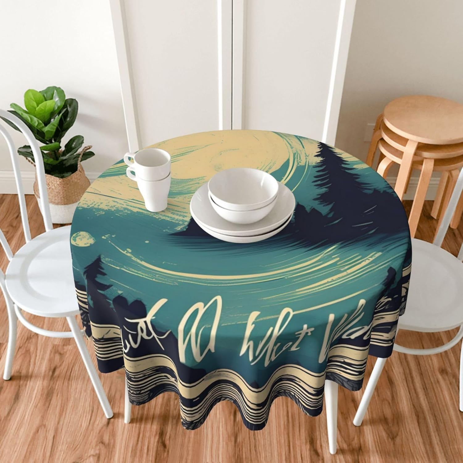 Not All Who Wander are Lost 1 Print Wrinkle Free Dining Table Cover for Birthday Party Farmhouse Tablecloths Up to 60 x 60 Inches
