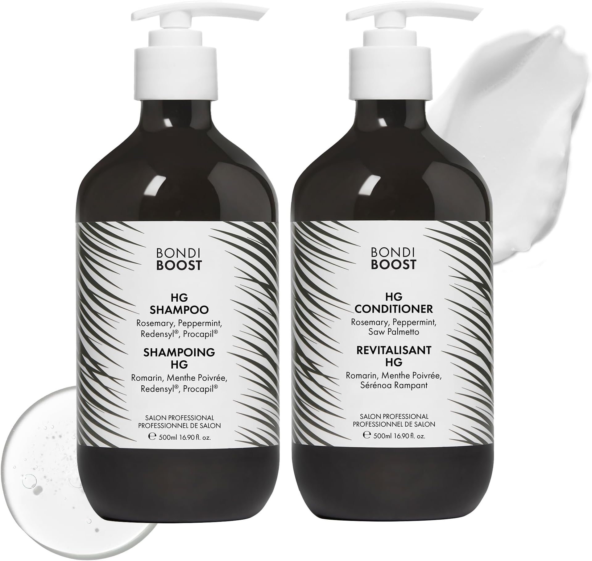 BondiBoost HG Duo Shampoo + Conditioner Bundle [16.90 fl oz each] - Improves Appearance for Thinning Hair - Volumizing + Hydrating + Nourishing - Sulfate/Paraben Free, for Women/Men - Australian Made