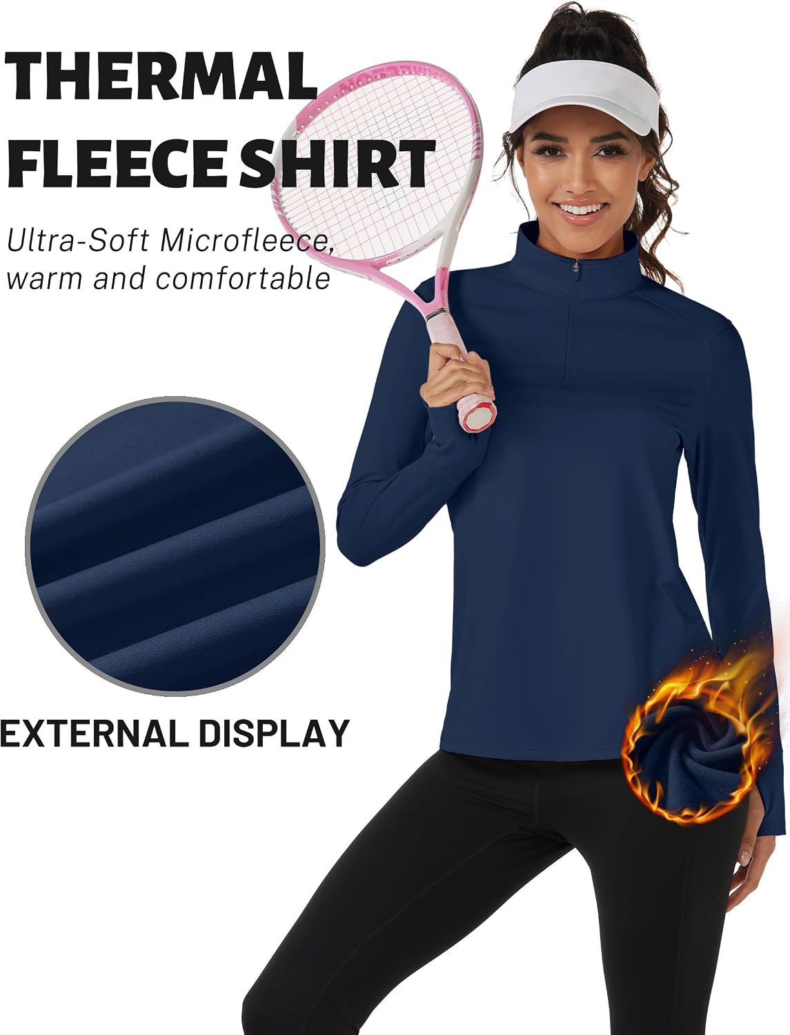 TACVASEN Women's Fleece Pullover Quarter Zip Sweatshirt Thermal Shirts Long Sleeve Athletic Tops