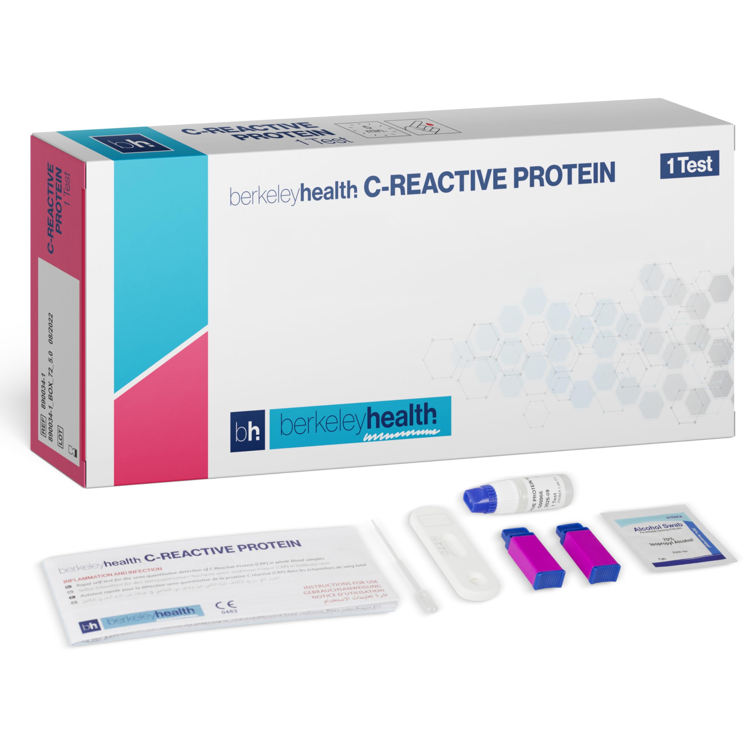 C-Reactive Protein Home Test Kit - Detect CRP in Whole Blood Self Check Set - Easy to Follow, Fast & 98% Accurate - 1 Pack