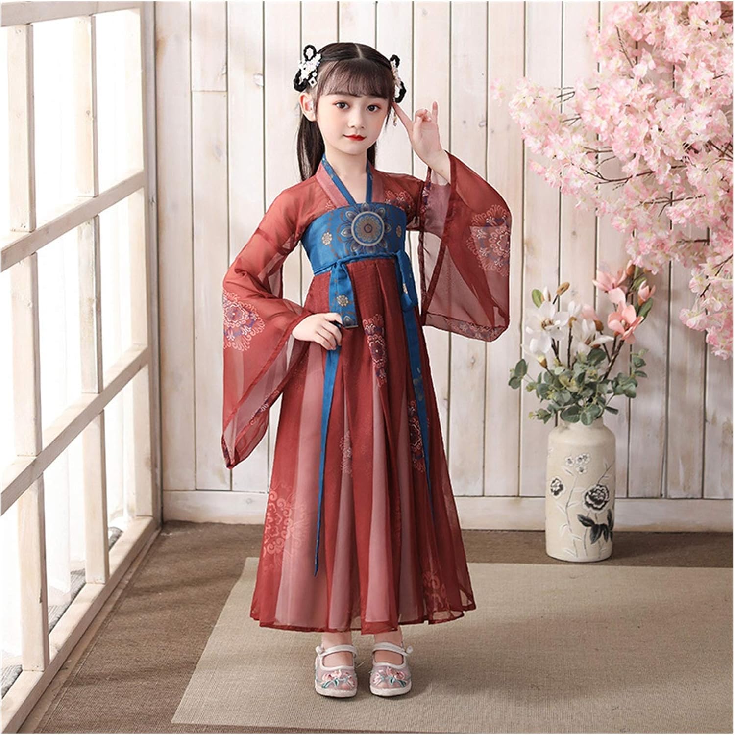 古代ニュースーパーフェアリーハンフガールズの古代の衣装タングコスチュームスカート小さな女の子子供の春の夏のドレス 伝統的な服 Color Style Size P 160cm スピード対応 全国送料無料