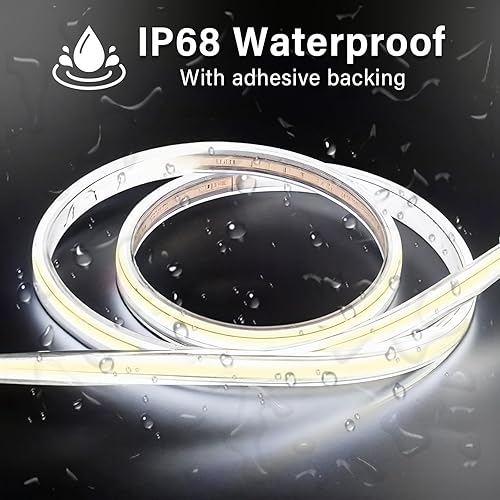 Miniatura 2 de Tira de luces LED COB de 100 pies para exteriores, impermeable, regulable, 6500 K, blanco brillante, IP68, tiras de luz LED exteriores impermeables