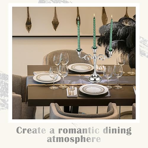 Miniatura 10 de Dandat 3 portavelas de metal para candelabros de 10.24 pulgadas de alto, portavelas gótico para el hogar, boda, iglesia, fiesta de Halloween (negro,