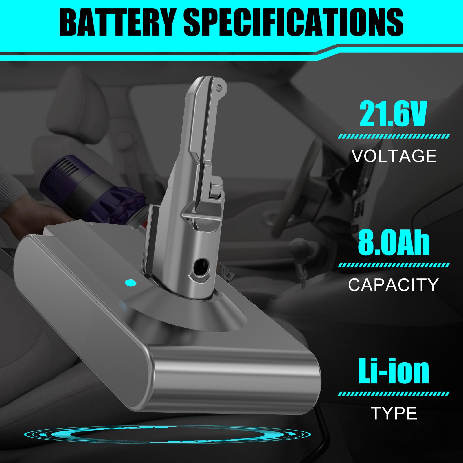 Dosctt 8000mAh Batterie pour Dyson V8 SV10, Compatible pour Dyson V8 Absolute, Animal, Fluffy V8 Parquet V8 Motorhead SV10