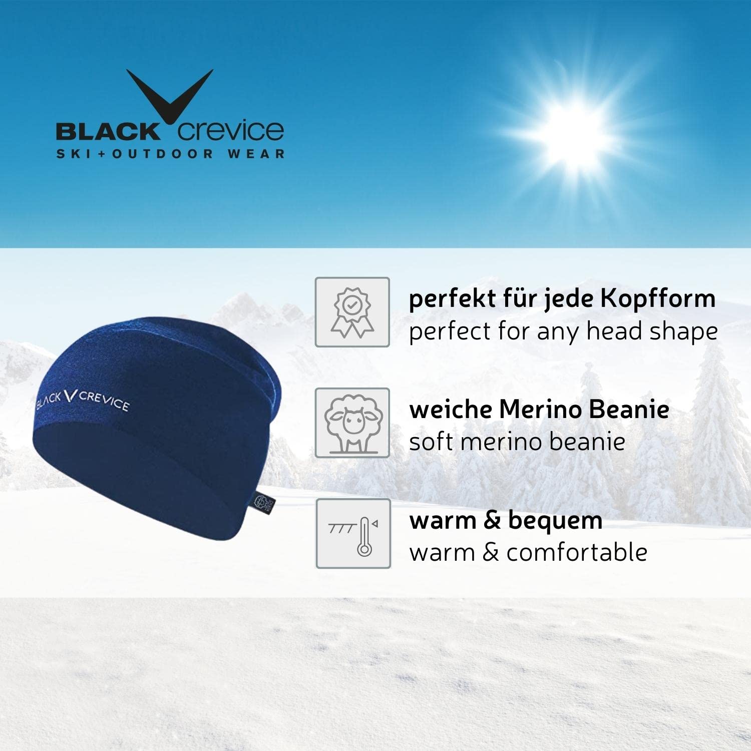 Black Crevice Berretto Merino Unisex-Adulto