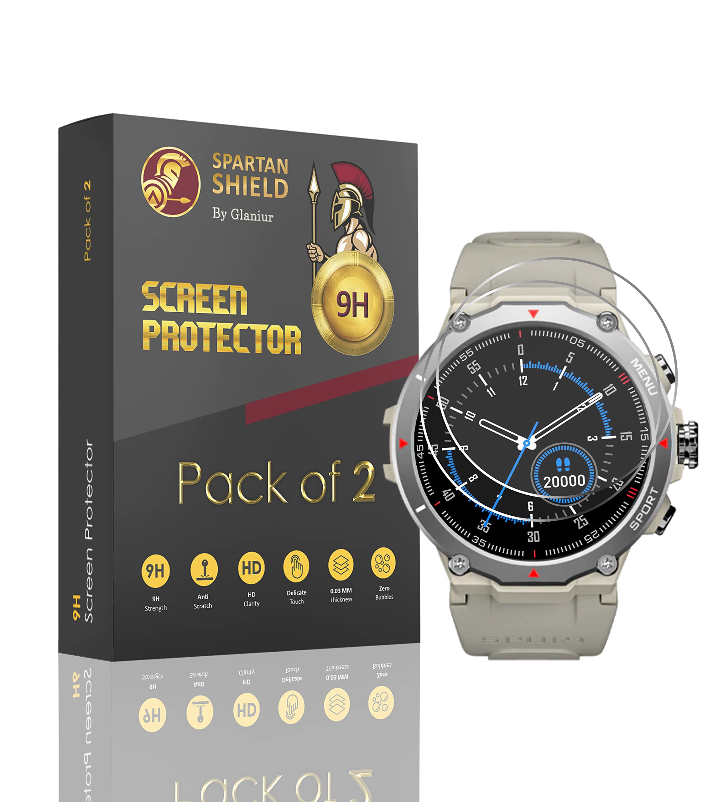 Spartan Shield [2 Pack Screen Guard For Noisefit Force Smartwatch (1.32") || Anti Scratch || 9H Unbreakable Strength || Ultra Clear || Screen Protector For Noise Force [Not Tempered Glass] (B0BWK3BD6S) Amazon Price History, Amazon Price Tracker