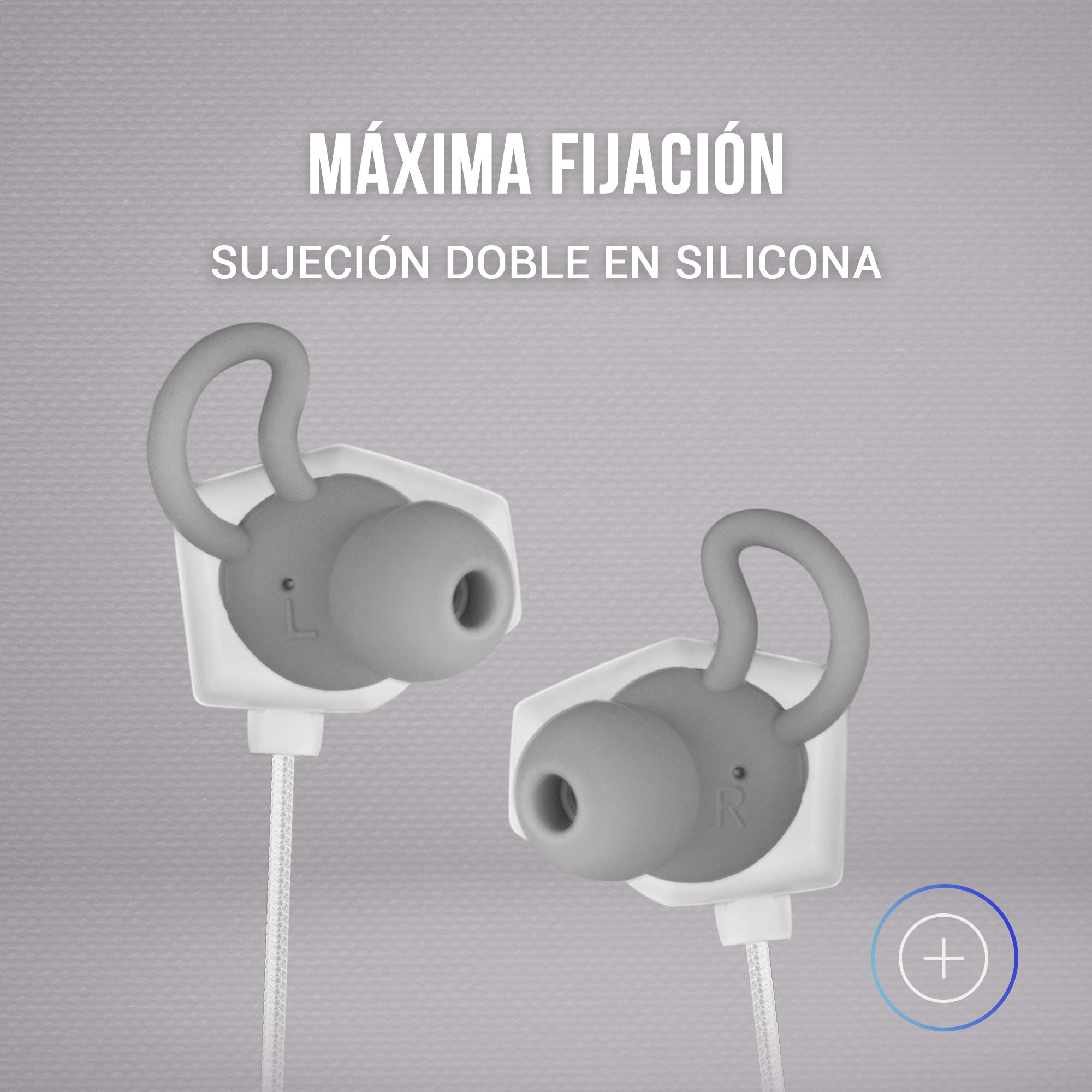 Mars Gaming MIHX, In-Ear con Dual Driver 10mm + HAPTIC Sense, Sonido Envolvente con Graves Potenciados, Micrófono Extraíble y Fijo, Control de Volumen y Mute, Compatibilidad Total, Blanco