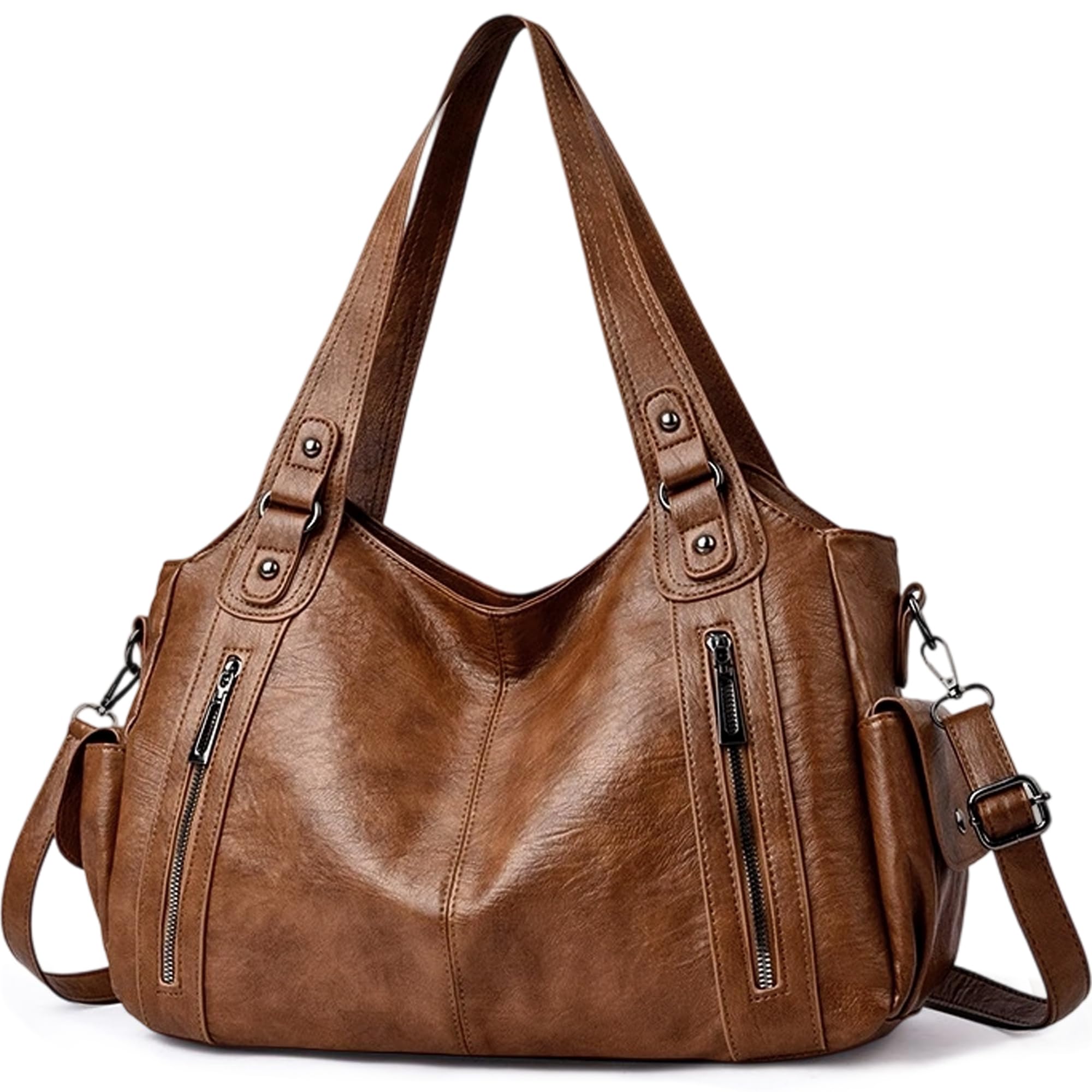 Bolso Bandolera Mujer PU Gran Capacidad Tote Shopper Bolso Hombro Grande Clásico Vintage Elegante Bolso Mano Ajustable Para Oficina Universidad Trabajo Diario