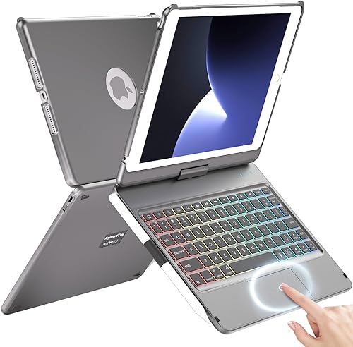 Funda para teclado para iPad 10.2, 9 generación, 8 y 7 generación, teclado táctil, funda protectora giratoria de 360 con soporte para lápiz Apple,