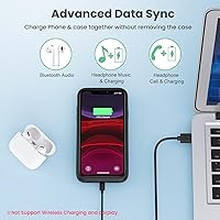 Vista 4 de Funda de batería para iPhone 11/XR (6.1 pulgadas), funda de cargador portátil delgada de 7500 mAh, funda de carga de batería externa con protector