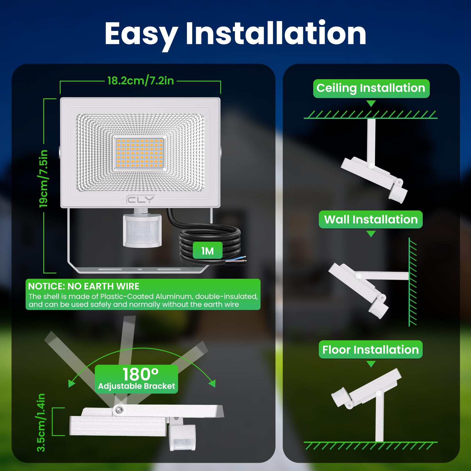 CLY LED Strahler mit Bewegungsmelder Außen 50W 4700LM Super Hell 2700K Warm Weiß LED Fluter IP66 Wasserdicht Außenstrahler Helligkeit Einstellbar Scheinwerfer für Garten Garage Hof Hinterhof