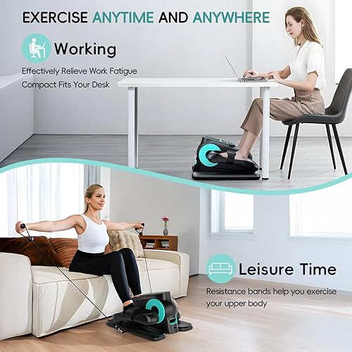 Vista 7 de Under Desk Oval Machine, Morelax Oval Leg Exerciser for Elderly Assembly, Quiet Portable Electric Sit Pedal Exerciser with Resistance Band, Remote