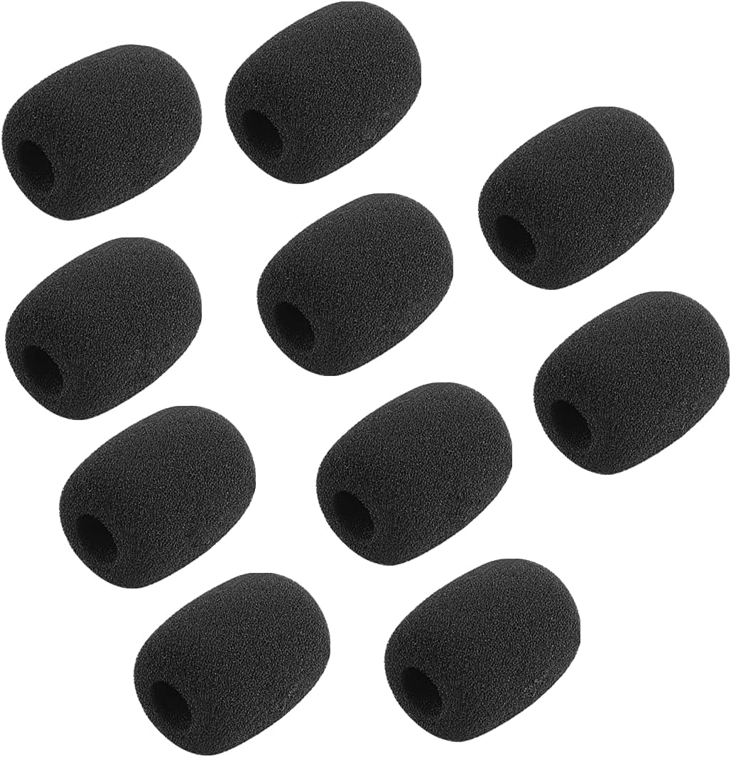 Geekria for Creators Foam Windscreen for 3/8” (10mm) Diameter Microphones, Antipop Windshield, Mic Wind Cover, Sponge Foam Filter Compatible with HyperX, Astro, Bose (Black / 10 Pack)