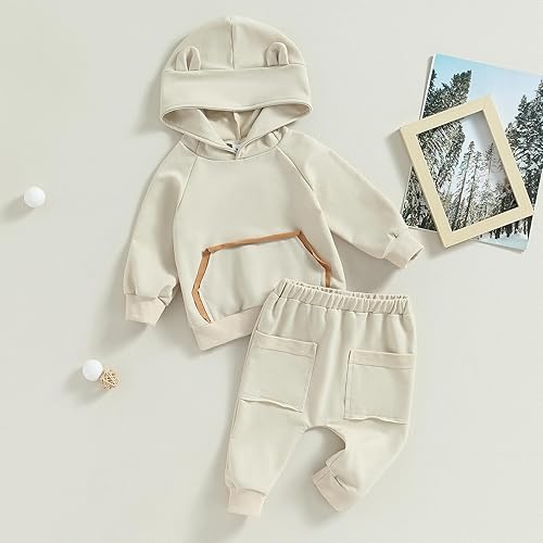 Miniatura 2 de Ropa de bebé niño 6 12 18 24M pantalones conjunto manga larga contraste sudadera otoño invierno bebé trajes sudaderas con capucha