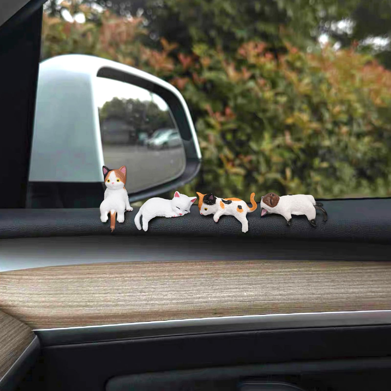 Kiofs 12 Pcs Cat Car Decor Dashboard Accessories, Mini Cat Figurines Cute Car Rear View Mirror Gifts, Funny Computer Monitor Desk Decorations for Women Girl view 2